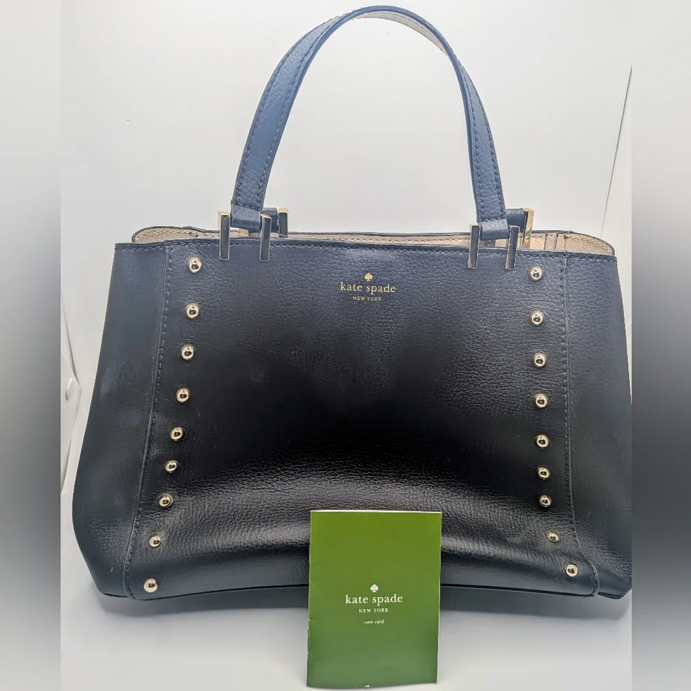 NWOT 3 Pocket Kate Spade Black Spiked Leather Handbag - Picture 2 of 7